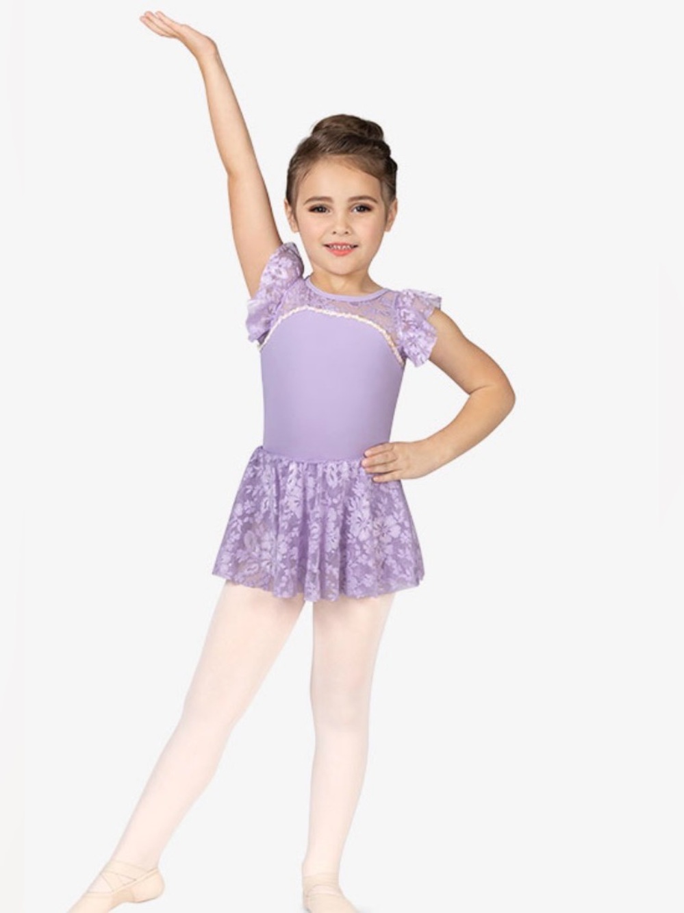 Lilac Girls Flutter Sleeve Lace Dress